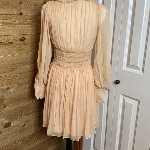 Rebecca Taylor Silk Keyhole Mini Dress Blush pink Long Sleeve Size 0 - Picture 9 of 12